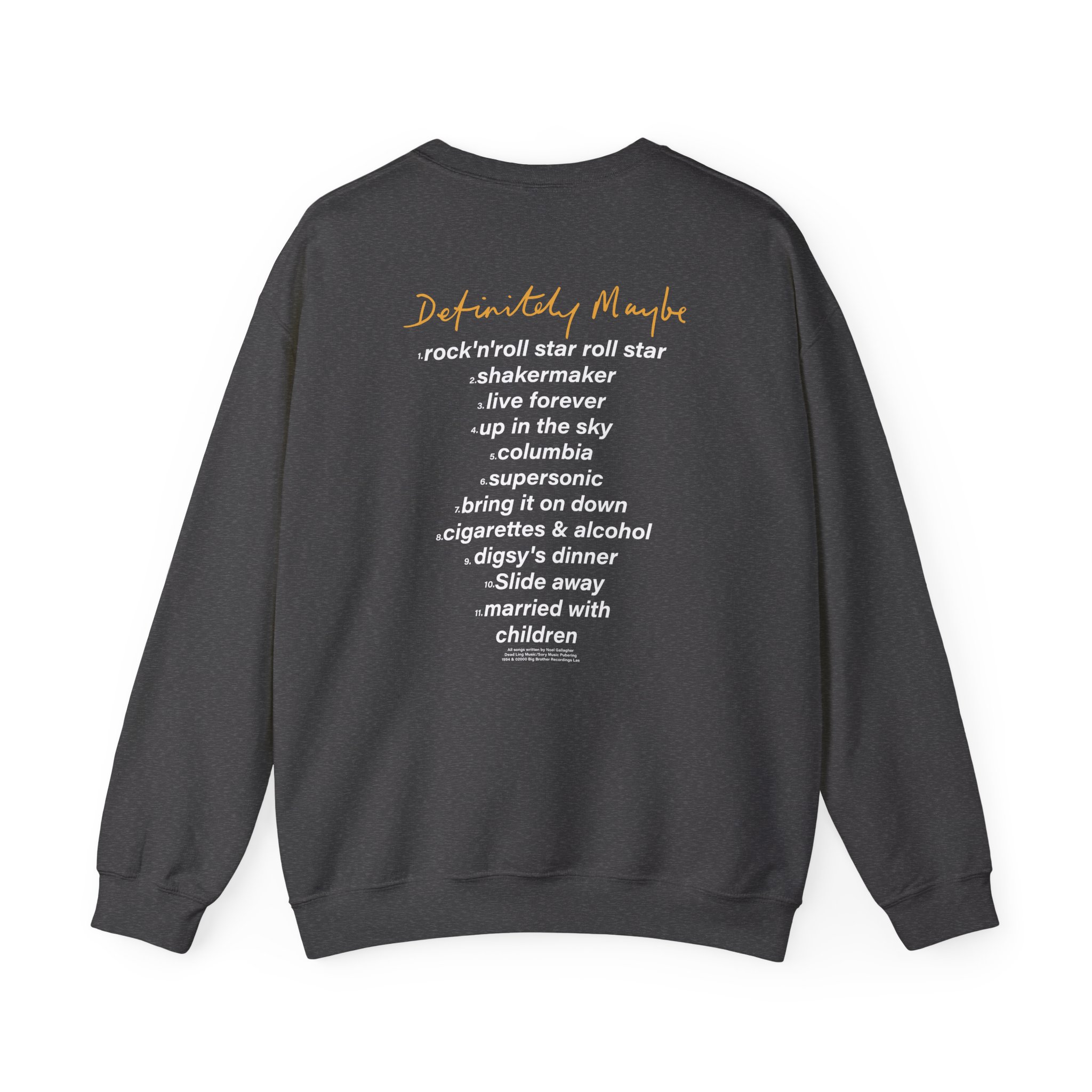 Oasis Definitely Maybe Tracklist Unisex Heavy Blendâ„¢ Crewneck Sweatshirt